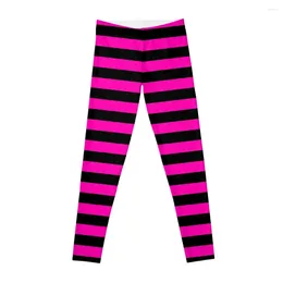 Active Pants Pink And Black Stripes Leggings Women Sports Exercise Clothing For Fitness Womens