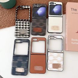Luxury designer leather phone case Samsung Z Flip3 Z Flip4 Z Flip5 Huawei P50poctket/S Fashion Print Design Folding luxury phone case OPPO Find N2 FLIP N3