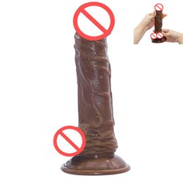 Simulation Dildo With Suction Cups Flexible Big Head Brown Penis Mould Huge Vaginal Clitor Stimulator Erotic Sex Toys for Women2018288