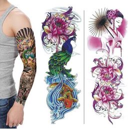 Flower arm tattoo sticker waterproof male and female stickers full ukiyoe geisha simulation large picture