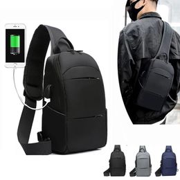 Nylon Men's Waterproof USB Multifunction Crossbody Bag Shoulder Bags Travel Pack Messenger Chest Bag Short Trip for Male 240109