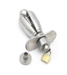 Newest Stainless Steel Openable Stretching Anal Plug Beads With Lock Expanding Anus Butt Appliance Chastity Device Bdsm Fetish Sex6774575