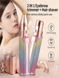 2 In 1 Electric Eyebrow Trimmer Makeup Painless Eye Brow Epilator Mini Shaver Razors Women Portable Facial Body Hair Remover5353701