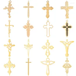 Charms 4pcs Fashion Flowers Religious Jesus Cross Designer For Jewellery Making Supplies Pendant Bracelet Necklace Earring