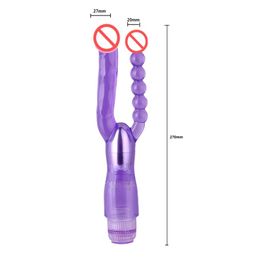 Double Pleasure Vibrators GSpot Vibrating With Anal Plug Butt Massager Women Sex Product Toys AV Stick With Retail Package 1071420