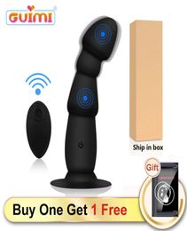 GUIMI Anal Plug Vibrator Wireless Remote Prostate Massager Suction Cup Male Masturbator Dildo Anal Plug Sex Toys for Adults Y200408422156