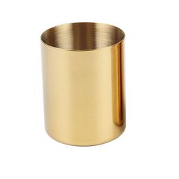 Vases 20Pcs 400Ml Nordic Style Brass Gold Vase Stainless Steel Cylinder Pen Holder For Desk Organisers Stand Pencil Pot Drop Delivery Dhu7L