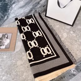 Designers Scarf with Full Letters print Striped border Women and men designer scarf Autumn Winter Wool Cotton Scarves Warm Shawl Outdoor Travel G241101PE-3