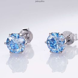 1ct Blue Moissanite 925 Sterling Silver White Gold Plated Ear Studs for Women Men Royal Blue Green Moissanite Stud Earrings