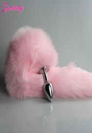 pink FoxDog Tail Metal Furry Anal Plug Sexy Toys Butt Plug BDSM Flirt Anus Plug For Women WILD cat Tail Adult Toy roleplaying Y182372296