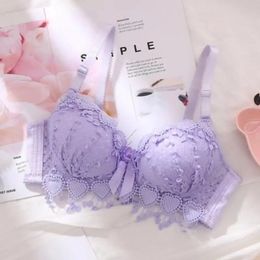 Spring Summer Bras for Teenagers Cute Bow Comfortable Underwear for Girls Made of Cotton Wireless Ladies Lace Sexy Lingerie 240110