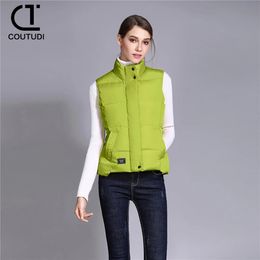 COUTUDI Women Vest Top Winter Cotton Padded Sleeveless Puffer Jacket Warm Down Coat Women Parkas Jacket Outerwear Spring Autumn 240110