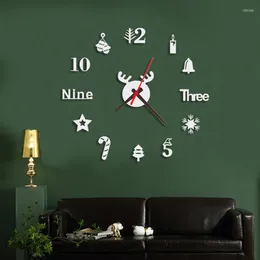 Wall Clocks 10 Pcs Acrylic Mirror Sticker Indoor Decoration With Professional Clock Movement Elk Candy Cane For Store