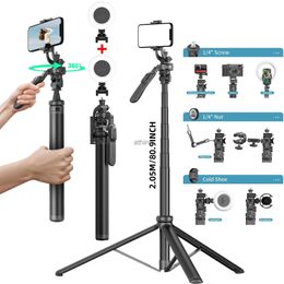 Selfie Monopods 2055mm Wireless Selfie Stick Tripod with Remote Handheld Gimbal Phone Holder with 1/4 Screw Extendable Tripod for Camera Phone YQ240110