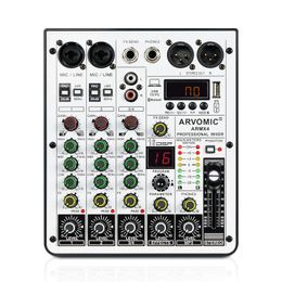 4Channel Audio Mixer ARVOMIC DJ with USB Interface Bluetooth Function 16 DSP Effects and 3Band EQ ARMX4 240110