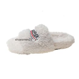 Designer shoes paris sandals Luxury slippers Furry Platform Sandal plush slippers embroidery B word couple plush slippers Furry Slide suede slippers DO3Hl