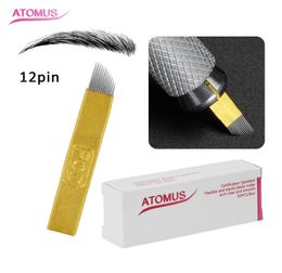 100Pcs Lamina Agulhas Tebori Microblading 12Pin 14pin Hard PCD Needle Blade Permanent Makeup Eyebrow Tattoo Needles Supplies5406258