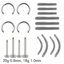 50Pcs 08mm 10mm Stainless Steel Piercing Jewellery Replacement Bar Parts for Ear Tongue Belly Ring Eyebrow Lip 20g 18g 240109