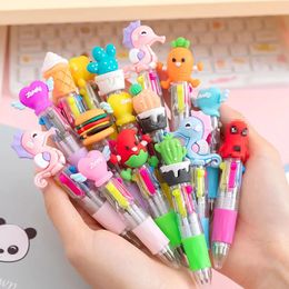 30pcs Silicone 4 Colour Ballpoint Pen Pens to Write Kawaii Stationery Cute Pens Wholesale Ball Point Pen Writing 240109