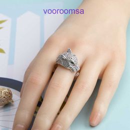 Carter popular Luxury Designer rings Micro Set Zircon Leopard Head Ring Popular Personalised Animal Bronze Open Hand Decoration With Original Box