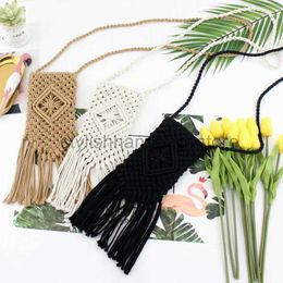 Shoulder Bags Handmade cotton tassel retro woven bag Mori girl slung small mobile phone bag casual handbags str bagstylishhandbagsstore