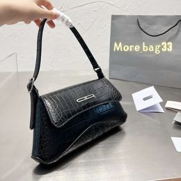 2024 Crocodile skin underarm bag Autumn Winter Women Handbag Brand Luxury designer shoulder Black Leather Purse