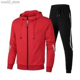 Men's Tracksuits Men's Winter Tracksuit Set Solid Colour Hoodies and Drawstring Sweatpants Loose Fit Leisure Sportswear Suit Q230110