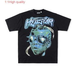 HELLSTAR American High Street Boys Glasses Alien Short sleeved T-shirt Men's and Women's Cotton Top Clothes