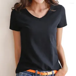 Women's T Shirts 2024 Women Short Sleeved Shirt Slim Solid Black Round Neck T-Shirt Ladies Simple Tee For Female White V Bottoming