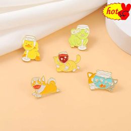 Goblet Red Wine cat frog Enamel Pins Cosplay Badge Backpack Cloth Denim Lapel Pin Jewellery Gift Comic Related Products