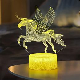 1pc Unicorn Night Light, 3D Night Lamp, 7 Colors Changes, Room Decor, Gifts For Girls