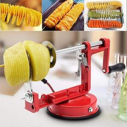 Slice Tools Twisted Potato Slicer Vegetable Spiralizer Stainless Steel Manual Spiral French Fry Cutter Cooking Tools Red 240110