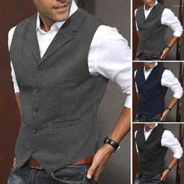 Men's Vests Men Formal Suit Vest Solid Colour Sleeveless Jacket Business Style Single-breasted For Groom