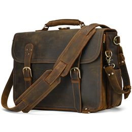 Lare Size Genuine Leather Men's Briefcase Bag Cowhide Laptop Bag Vintage Business Bag Real Leather Backpack Bag 3 In 1 240109