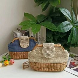 Shoulder Bags 2023 New Fashionable Chain Grass Weaving Photography Pearl Bagstylishhandbagsstore