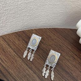 Stud Earrings S925 Sterling Silver French Vintage High Quality Catopal Set With Feather Fringe Pattern Square Brand