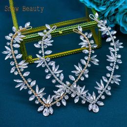 Hair Clips DZ062 Gorgeous Wedding Headdress Handmade Bride Tiaras Shiny Bridal Headpeice Accessories For Women Rhinestone Hairband