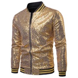 Jackets Sequins Gold Blazer Men 2020 Slim Fit Mens Floral Print Striped Sleeve Coats Biker Moto British Style Prom Party Wedding Jackets