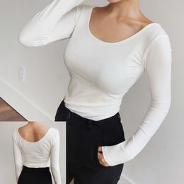 Autumn and Winter Double U180g Modal Feel Backless T-shirt for Women with Long Sleeved T-shirt and Oversized One Piece for Hair Replacement