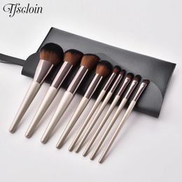 Brushes Cosmetic Brushes for Makeup Beauty Make Up Tools for Face Powder Foundation Blush Brush High Quality with PU Leather Case 9pcs