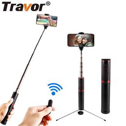 Monopods Travor Tripod Monopod Selfie Stick Bluetooth Portable Handheld Selfie Stick 3 in 1 for Iphone Samsung Huawei Xiaomi Android