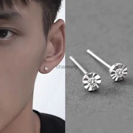 Stud 2023 NEW Fine Moissanite Silver Plated Men's Small Ear Piercing Stud Earrings for Women Men Pierced Sleeping Earrings Jewellery YQ240110