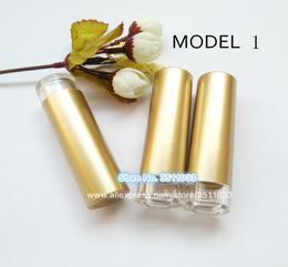 121mm Elegant Gold Round Empty Lipstick Tube Plastic Cosmetic Lip Balm Bottle Golden Clear Bottom Container5504725