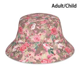 Berets Copy Of Camouflage Rose Gold Pink Little Flower Bucket Hat Sun Cap Flowers Pretty Beautiful Pattern Purple