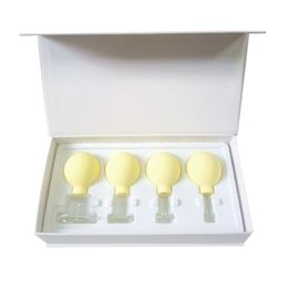 4PC Glass Silicone Cupping Cups Set Massage Vacuum Suction Cupping Tools Anti Cellulite Lymphatic Therapy Sets for Eyes Body Face