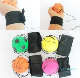 WholeThrowing Bouncy Rubber Balls Kids Funny Elastic Reaction Training Wrist Band Ball For Outdoor Games Toy Novelty 25xq UU8550592