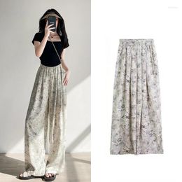 Women's Pants Women High Waisted Office Lady Tie Dye Female Loose Wide Leg Trousers With Pocket 2024 Summer Casual Clothing