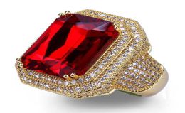 mens ring vintage hip hop Jewellery ruby Zircon iced out copper ring High grade luxury for lover wedding fashion Jewellery whole23494296757