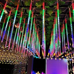 1 Pack 19.69inch Meteor Shower Rain String Lights, 8 Tubes LED String Lights, Waterproof Outdoor Patio Decorations Wedding Navidad Tree Holiday Decor