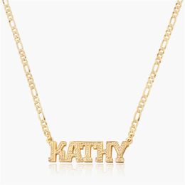 Necklaces Double Layer Name Necklace Personalised 18k Gold Plated Block Pendant Stainless Steel Two Tone Jewellery Gifts For Female Girls